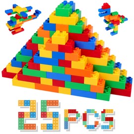 HIUME Large Classic Building Blocks Set, 25 Pieces Bricks in 5 Colours, Compatible with Duplo and Top Brands Building Block - Ideal for Children from 2, 3, 4, 5 Years