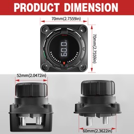 VSTM Upgrade Battery Disconnect Switch with Digital Voltage Display, DC 5-60V, Power Master Isolator Cut Off Switch for Car Truck Marine Boat RV Camper Trailer (Black)