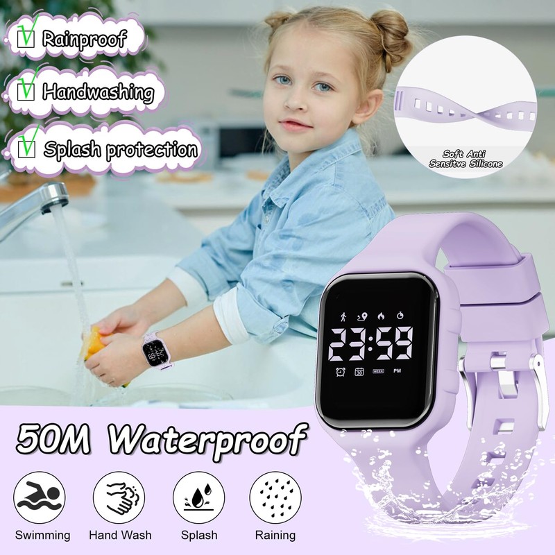 GOLDEN HOUR Kids Digital Sport Watches with Fitness Tracker, Alarm