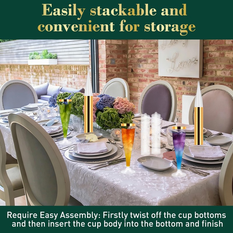100 Pack Plastic Champagne Flutes,Champagne Glasses Disposable