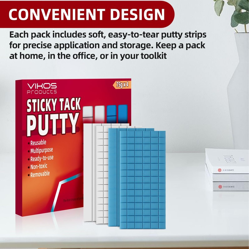 VIKOS Products Reusable Sticky Tack for Wall Hanging – Removable