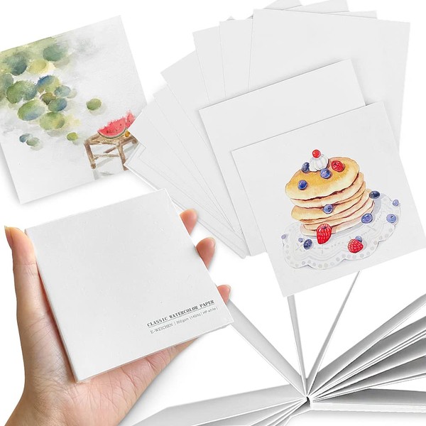 Watercolor Sketchbook,3.9x3.9 Inch Portable Square Mini Watercolor Notebook, 20 Sheets