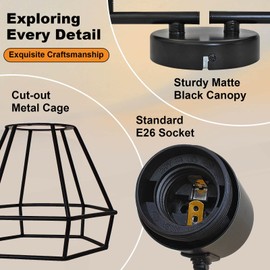 HiBay 6-Light Track Lighting, Directional Rotatable Ceiling Light Fixture, Black Farmhouse Track Spotlight for Kitchen, Bedroom, Living Room, E26 Base (Bulbs Not Included)