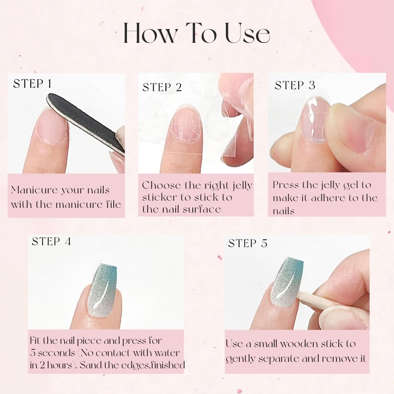 Dikixe Sky Blue Shimmer Cat Eye Medium Coffin Press On