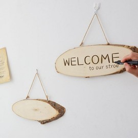 Camping doorplate DIY wooden log notice board wood signboard camping door plate 3ea