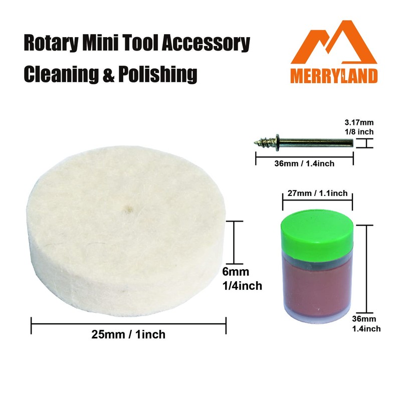 Merryland Flet Polishing Wheel for Dremel 125pcs, Polishing Pad Buffing