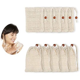 10 Pcs Soap Bag, Natural Fiber Soap Bags Soap Exfoliating Bag Sisal Soap Bag with Drawstring Rope for Bath Shower Exfoliation and Massage