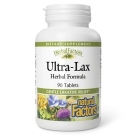 HerbalFactors by Natural Factors, Ultra-Lax Herbal Formula, Gently Supports Relief from Occasional Constipation, 90 tablets (90 servings)