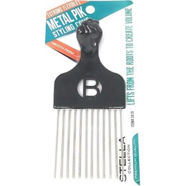 Magic Black Standard Metal Afro Hair Pick with Fist & Unbreakable Pocket Comb