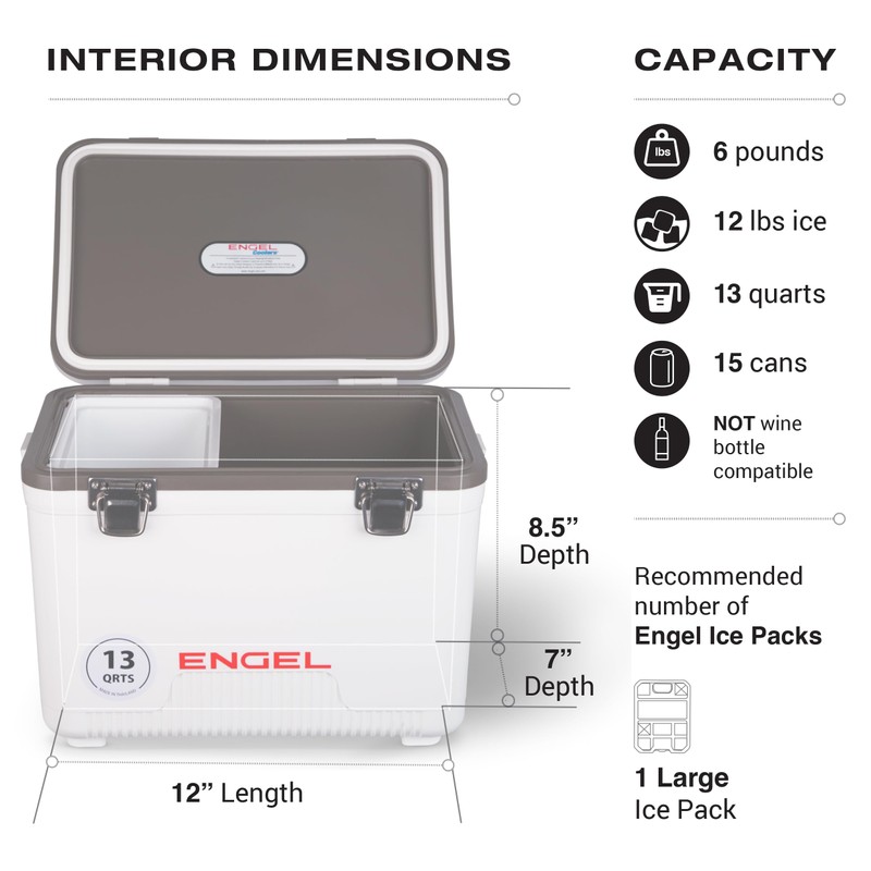 ENGEL UC13 13qt Leak-Proof, Air Tight, Drybox Cooler and Small