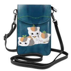 Natsume's Book of Friends Nyanko Sensei Cat Smartphone Pouch Women's Genuine Leather Shoulder Bag Men's Thin Lightweight Smartphone Pochette Popular Cute Wallet Mini Pouch Crossbody Bag High 7.6 x
