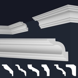 Marbet Design Ceiling Moulding Made of Polystyrene XPS - High-Quality Stucco Moulding Moulding Light and Robust in Modern Design - (2 Metres E-15 80 x 80 mm) Decorative Strips