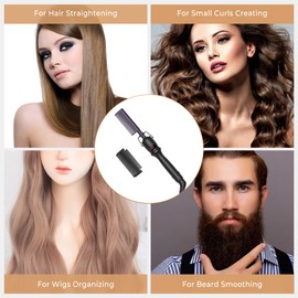 UKLISS Heißer Kamm Elektrische Haarglätter Bürste Kupfer Haar Glätteisen Multifunktionaler Heißer Kamm für Perücken Afro Haar Bart Lockiges Stylingbürsten Beheiztes Kamm Einstellbare Temperatur