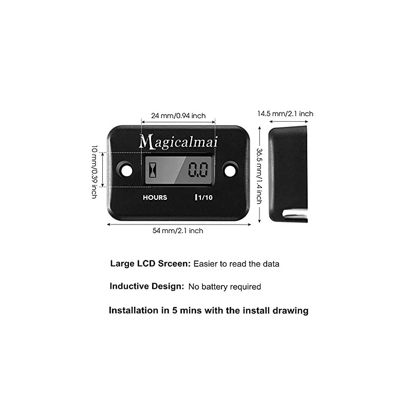 Magicalmai Inductive Hour Meter For Gas Engine Generator Lawn Mower