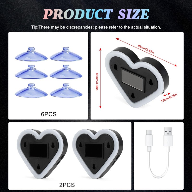Upgrade Car Light LED Ambient Lights Heart Solar Lights Solar-Powered