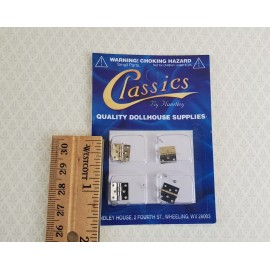 Handley Dollhouse Miniature Butt Hinges Working x4 Silver Nickel 1:12 Scale w/Nails