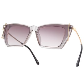 MIZZEO Square Sunglasses for Women Men, 70s Oversized Polarized Aviator Sunglasses, Classic Trend Ladies Sunglasses Sparkling Large Frame (Coffee Gradient Lens)