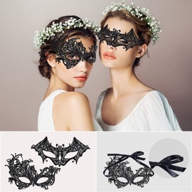 Women's Lace Eye Mask, Pack of 8 Venetian Masks, Sexy Lace Eye Mask, Masquerade Mask, Black Eye Mask for Christmas, Carnival, Party, Costume, Ball