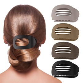 TenaLucy Set of 4 Hair Clips, Matte Hair Clips, Women's Hair Claw Clips, Non-Slip Hair Clips for Women, French Hair Clips Set, Strong Hold, Plastic, French, Double Row Teeth (4 Colours)