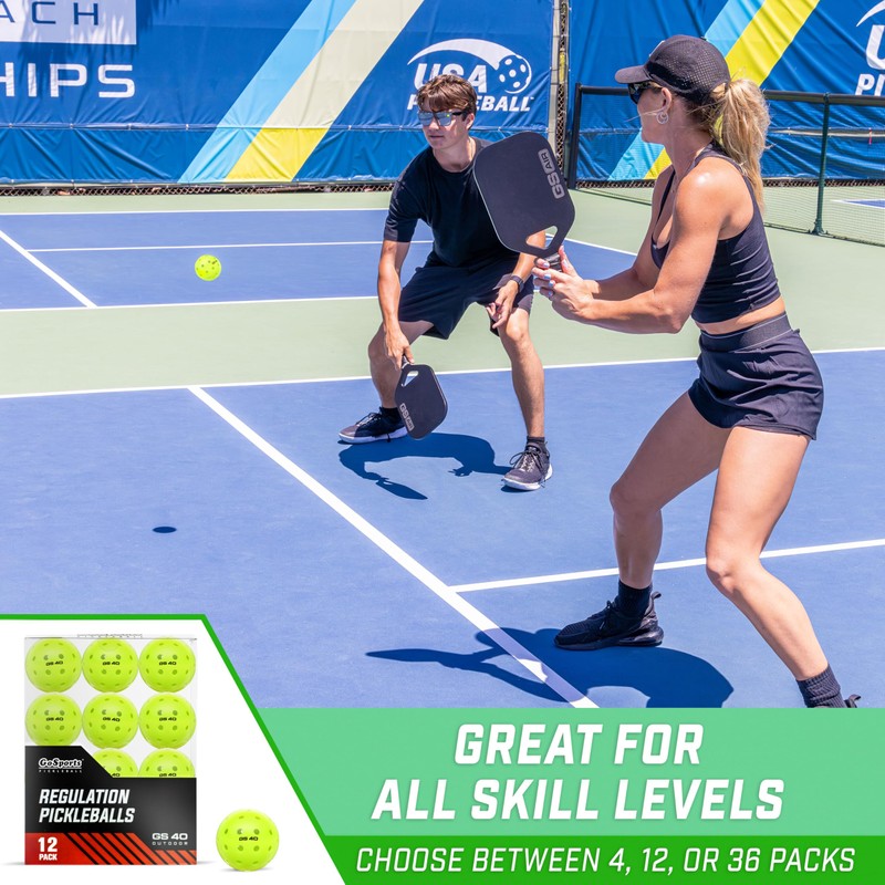 GoSports GS 40 Pickleball Balls - 12 Pack of Regulation