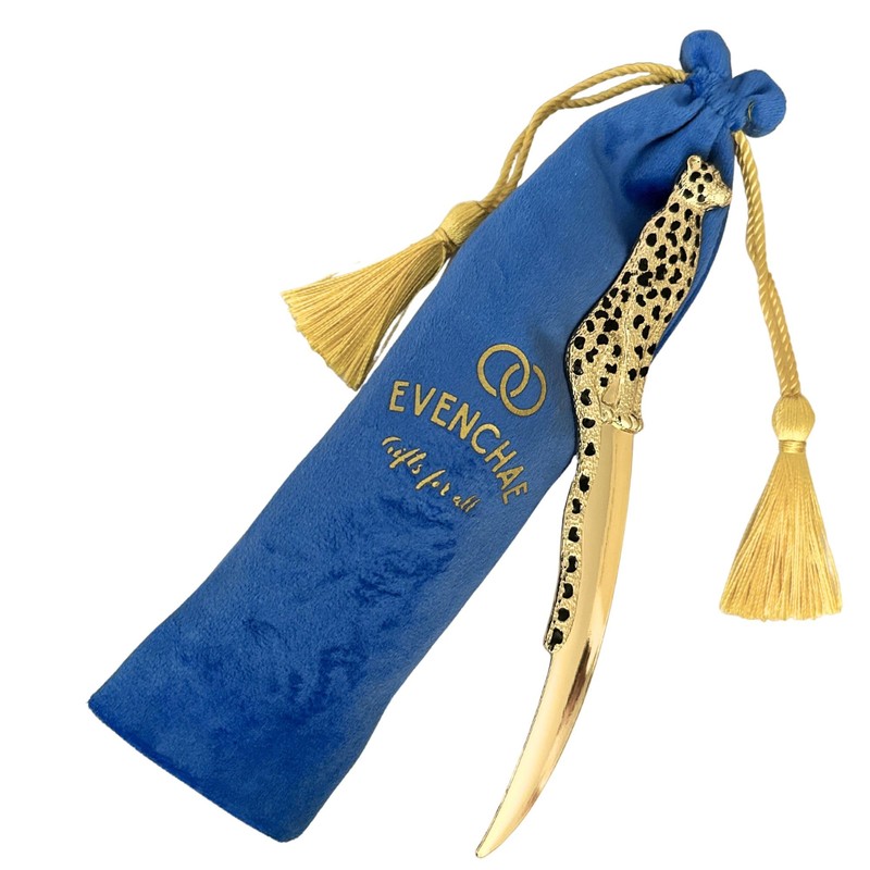 Premium Leopard Letter Opener | Gold Electroplated Desk Accessory for