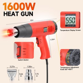 RVGIVE 52Pcs Vinyl Wrap Tool Kit with Heat Gun, Felt Squeegee, Plastic Scraper, Film Cutting Tool, Magnets Holder, Window Tint Tools for Car Film Installation