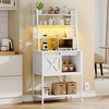YITAHOME White Bakers Rack with Power Outlet and LED Light,