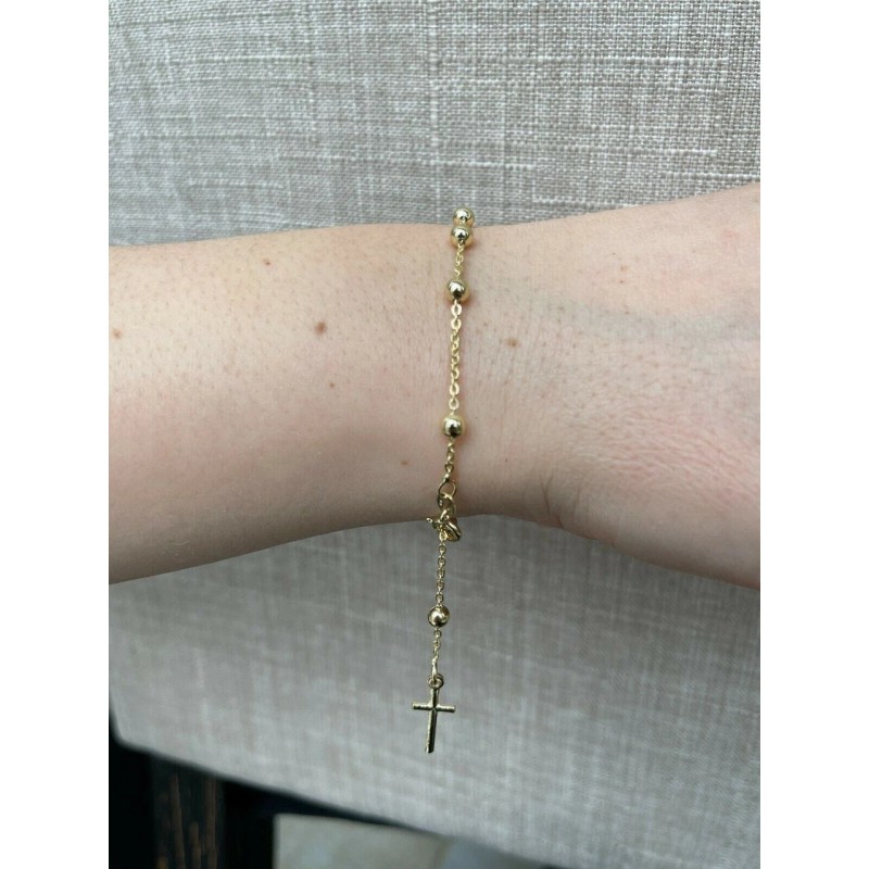 Rosary Bracelet - 14k Gold Vermeil 925 Silver - 4mm
