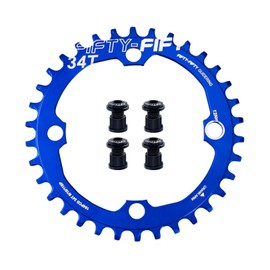 FIFTY-FIFTY Round 104BCD Mountain Bike Chainring, 30T 32T 34T 36T Narrow Wide, Single Chainring for 9/10/11-Speed with 4 Alloy Bolts for MTB (30T, Round Blue)