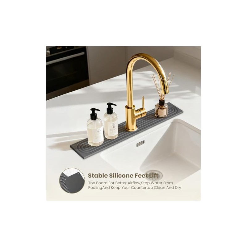 Faucet Mat for Kitchen Sink -Diatomite Stone Drying Mat for
