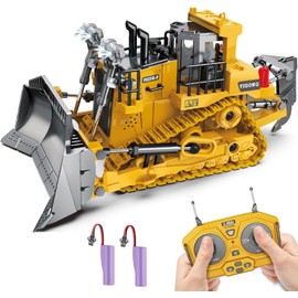 Rc Bulldozer Toys for Boys,Construction Remote Control Bulldozer with Metal bulldozing Shovel Lights/Sounds for Kids Boys (Bulldozer)