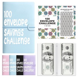 100 Days Money Saving Challenge Coin Envelope Budget Storage Book - Binding Covers With Daily Savings Tracker, Habit-Forming System, And Cash Savings Goal Of $5050 Develop A Consistent Savings Habit:_Blue