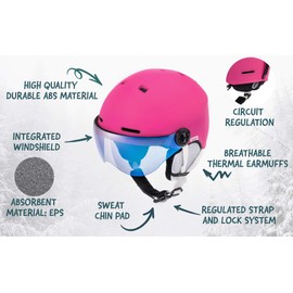 Ski Helmet for Men Women Boy Girl Kid Children Skiing Snowboard Certified Safety Professional Snow Sports Earmuff Winter Warm (L (58-61cm), Pink)