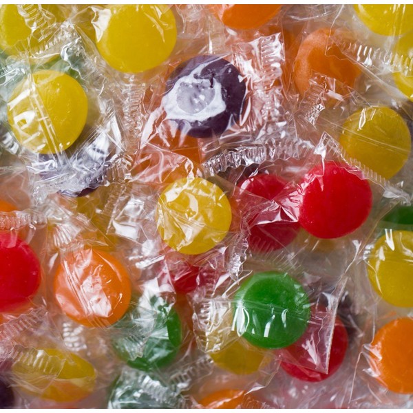Assorted Fruit Disks Candy Individually Wrapped 5 Pounds Bag