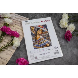 Luca-S Cross Stitch Kit Gold, Counted Cross Stitch for Adults, Embroidery Kit - The Mexican Fest, B706