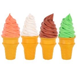 Hemoton 4Pcs Fake Ice Cream Cone Artificial Ice Cream Model Pretend Play Kitchen Food Toy for Shop Window Display Decor Party Photo Props