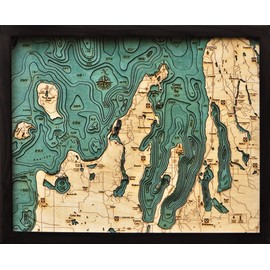 Grand Traverse Bay 3-D Nautical Wood Chart, 16" x 20"