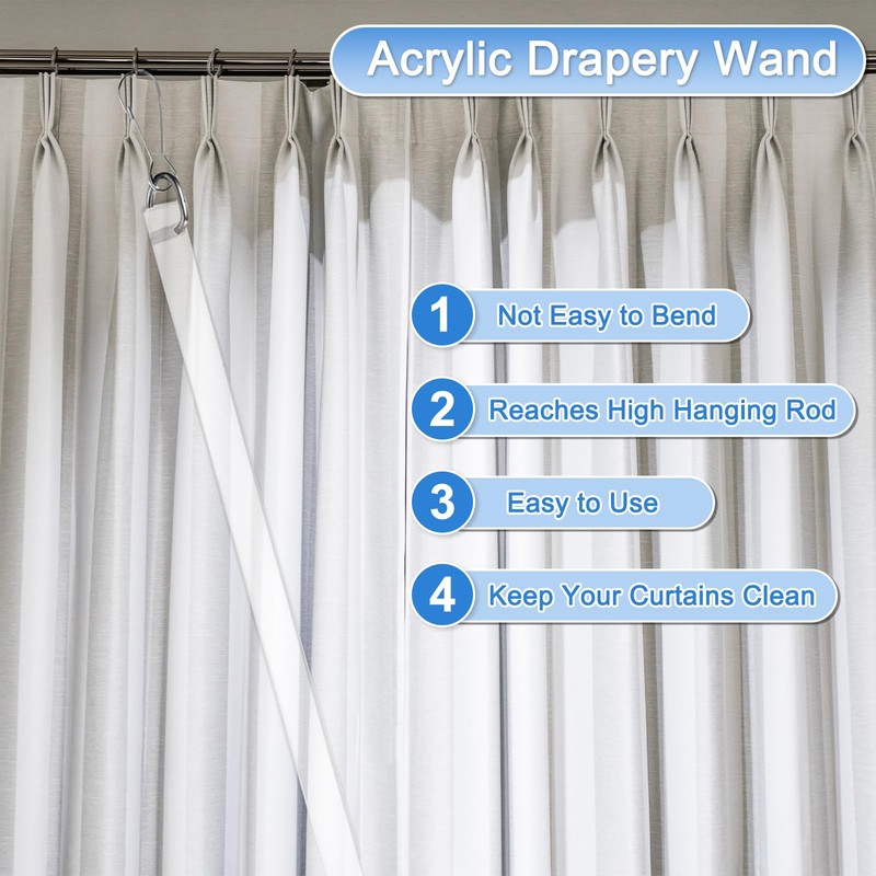 sourcing map 12" Acrylic Drapery Wand, Invisible Curtain Pull Rod