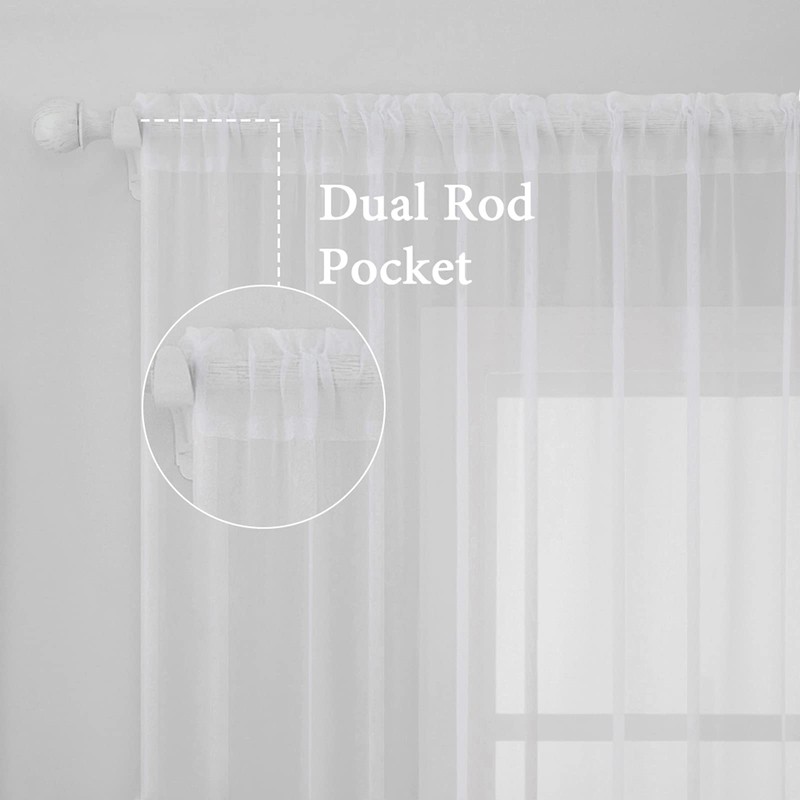 MIULEE 2 Panels Solid Color White Sheer Window Curtains Elegant