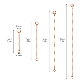 4Pcs 925 Sterling Silver Necklace Extender, Rose Gold Chain Extenders Bracelet Anklet Extension for Women Multiple Necklaces Jewelry (1”, 2”, 3”, 4”)