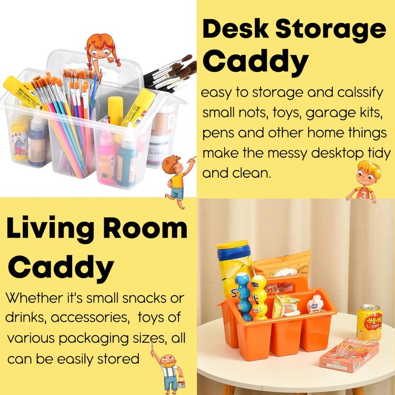NINU Classroom Caddy Storage Basket with Handle, Plastic Arts Office
