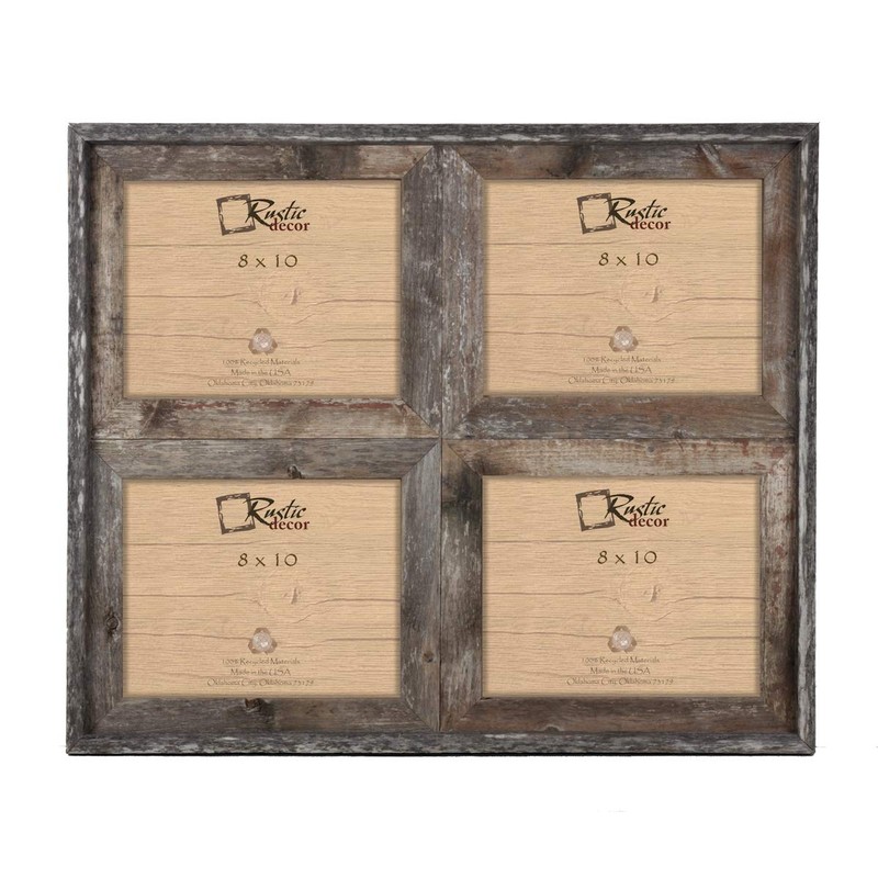 8x10-2.5" Wide Reclaimed Rustic Barnwood Collage Photo Frame - Holds