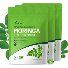 VivoNu Moringa Softgels | Energy, Immunity & Joint Support | Rich in Essential Fatty Acids & Antioxidants | 240 Vegan Capsules | 2/Day:_Pack of 3