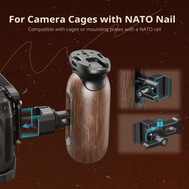 SmallRig Wooden Side Handle for Camera Cages with NATO Clamp, Left or Right Side Ergonomic Handgrip, 27mm / 1.06in Up/Down Vertical Adjustment, 15kg / 33.1lb Load Capacity - 5239