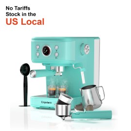 Empstorm 04E Retro Minimalist Coffee Machine for Espresso Cappuccino & Latte for Office Hotels Outdoor Use Electriccolor: Tiffany Blue, plug type: US, voltage (v): 110-120 V