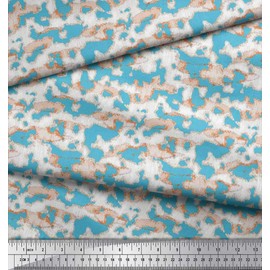 Soimoi Blue Poly Crepe Fabric Lines & Texture Print Fabric by The Yard 42 Inch Wide