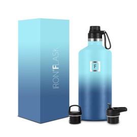 IRON °FLASK Sports Water Bottle - 64 Oz - 3 Lids (Narrow Spout Lid) Leak Proof Vacuum Insulated Stainless Steel - Hot & Cold Double Walled Insulated Thermos, Durable Metal Canteen