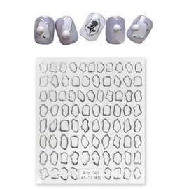 Nail Seal Frame Frame [Silver] Silver Frame Metallic Nuance Nail Sticker Nail Art Self Nail Decoration [1 Sheet Included] NAS-087