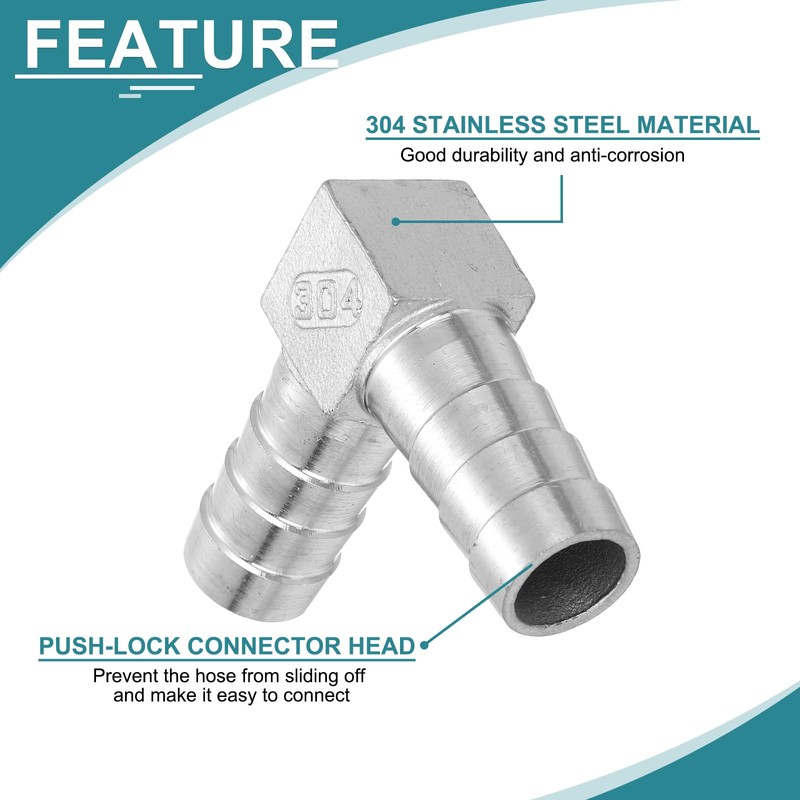 uxcell (3/4") 19mm Hose Barb 90 Degree Pipe Fitting, 304