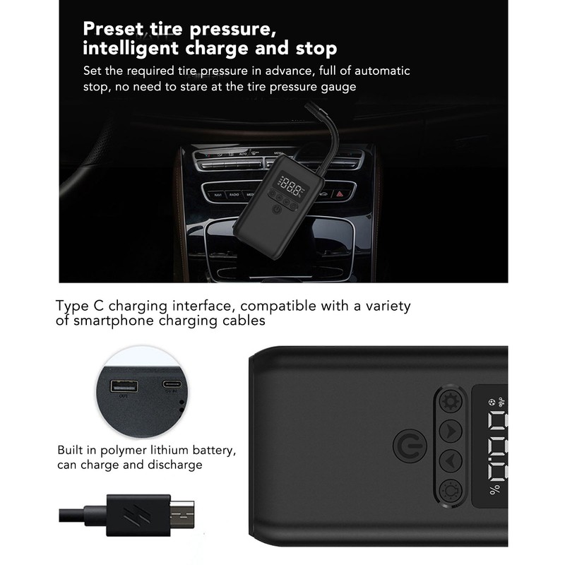 5V 2.4A Charging Pump Portable Cordless Electric Tire Inflator with